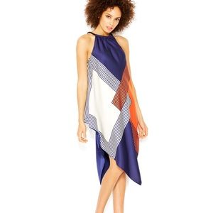 RACHEL Rachel Roy Blue Square Halter Scarf Dress